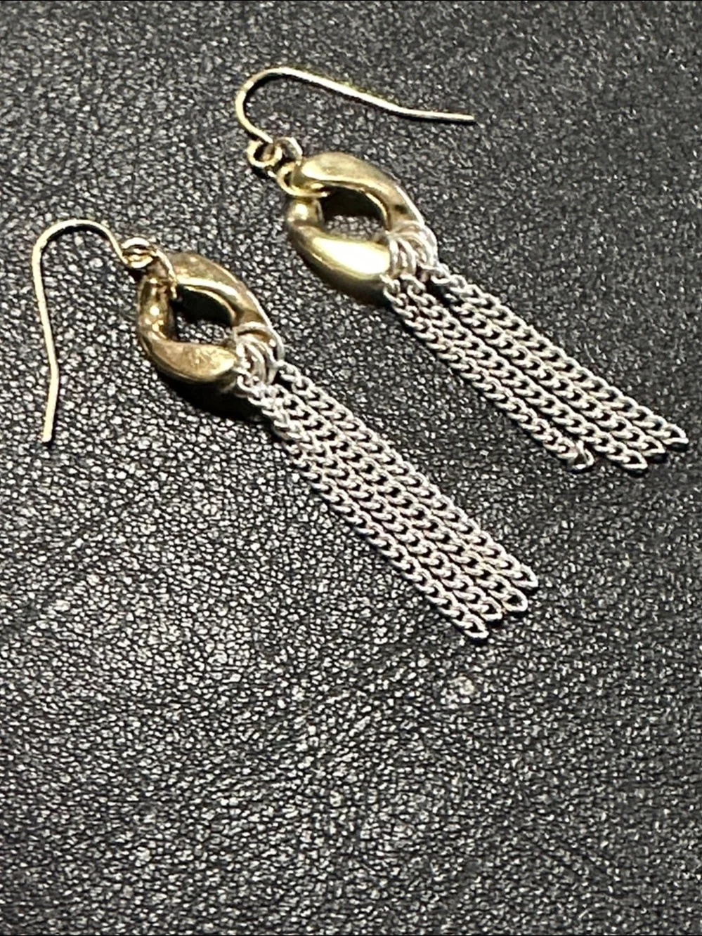 Premier Designs Two Tone Chain Link Tassel Drop Earrings